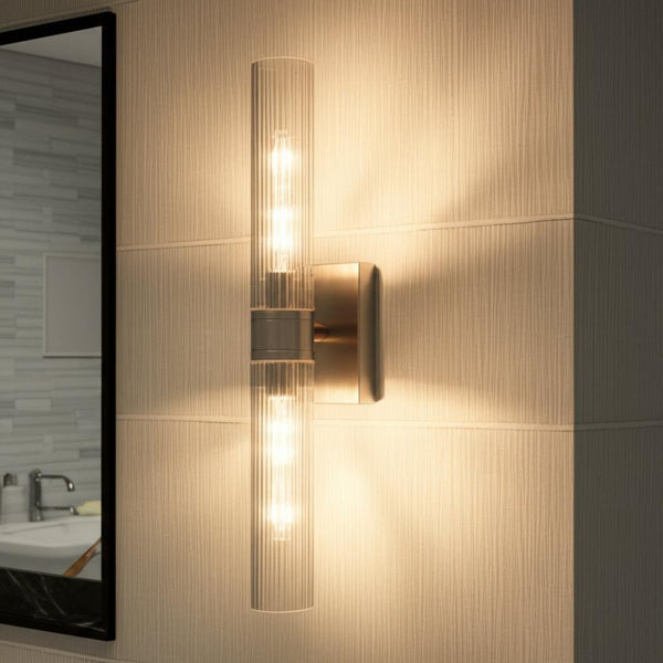 Century 24" Two Lights Bath Vanity Light, Satin Nickel