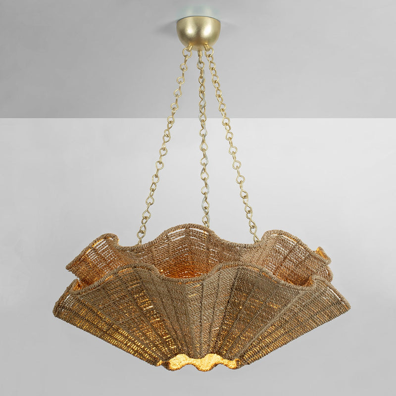 Hawen 30" Six Lights Chandelier, Vintage Gold Leaf