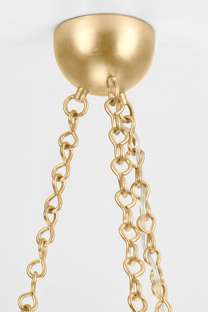 Hawen 30" Six Lights Chandelier, Vintage Gold Leaf