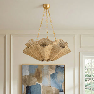 Hawen 30" Six Lights Chandelier, Vintage Gold Leaf