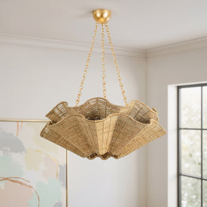 Hawen 30" Six Lights Chandelier, Vintage Gold Leaf