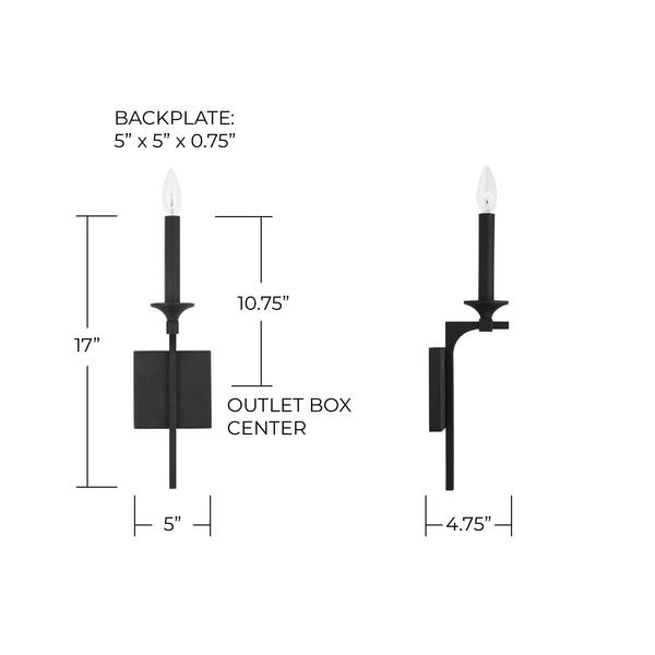 Odell 5" One Light Wall Sconce, Black Iron
