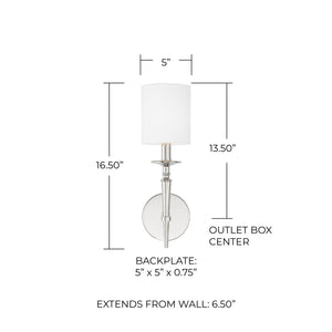 Aurora 5" One Light Wall Sconce, Polished Nickel