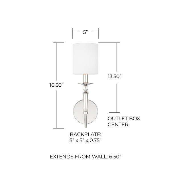 Aurora 5" One Light Wall Sconce, Polished Nickel