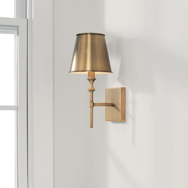 Quincy 6.5" One Light Wall Sconce, Aged Brass
