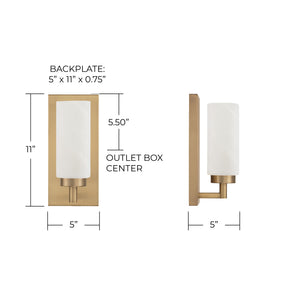 Sasha 5" One Light Wall Sconce, Aged Brass