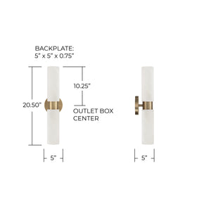Sasha 5" Two Light Wall Sconce, Aged Brass