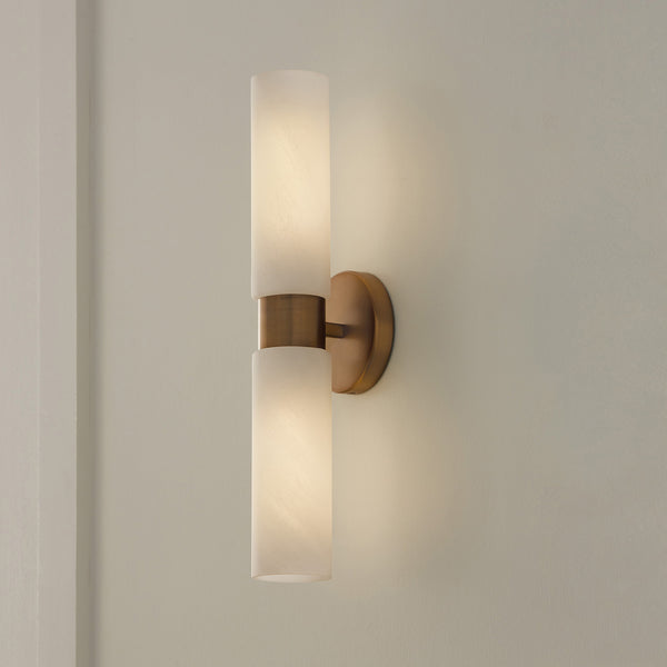 Sasha 5" Two Light Wall Sconce, Aged Brass