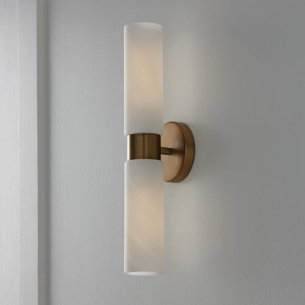 Sasha 5" Two Light Wall Sconce, Aged Brass