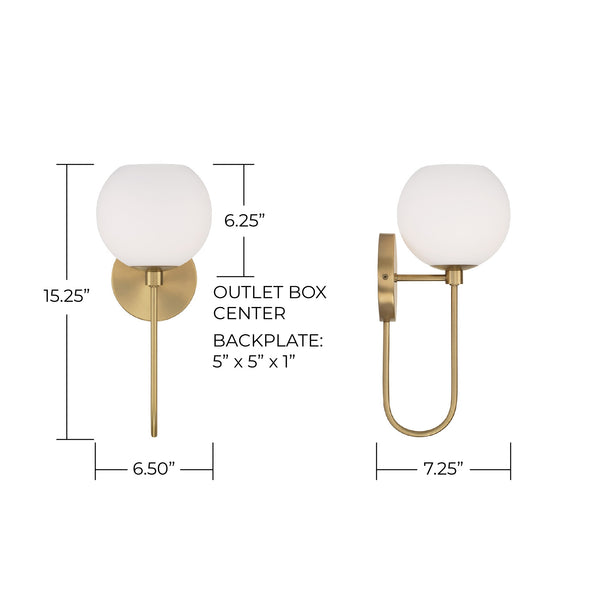 Cahya 6.5" One Light Wall Sconce, Aged Brass