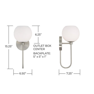 Cahya 6.5" One Light Wall Sconce, Brushed Nickel