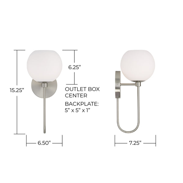 Cahya 6.5" One Light Wall Sconce, Brushed Nickel
