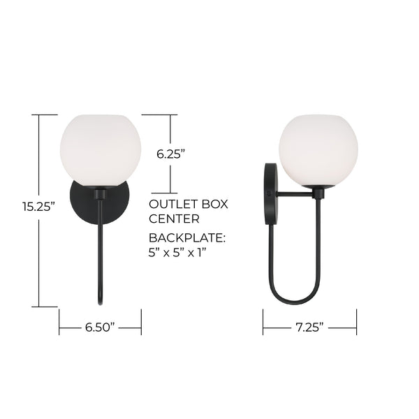 Cahya 6.5" One Light Wall Sconce, Matte Black