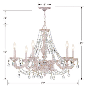 Maison Parisienne 28'' Six Light Crystal Chandelier, Antique White Clear Italian Crystal - Alternate Product Image 1.jpg