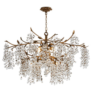 Virexa 45" Eight Lights Chandelier, Natural Brass