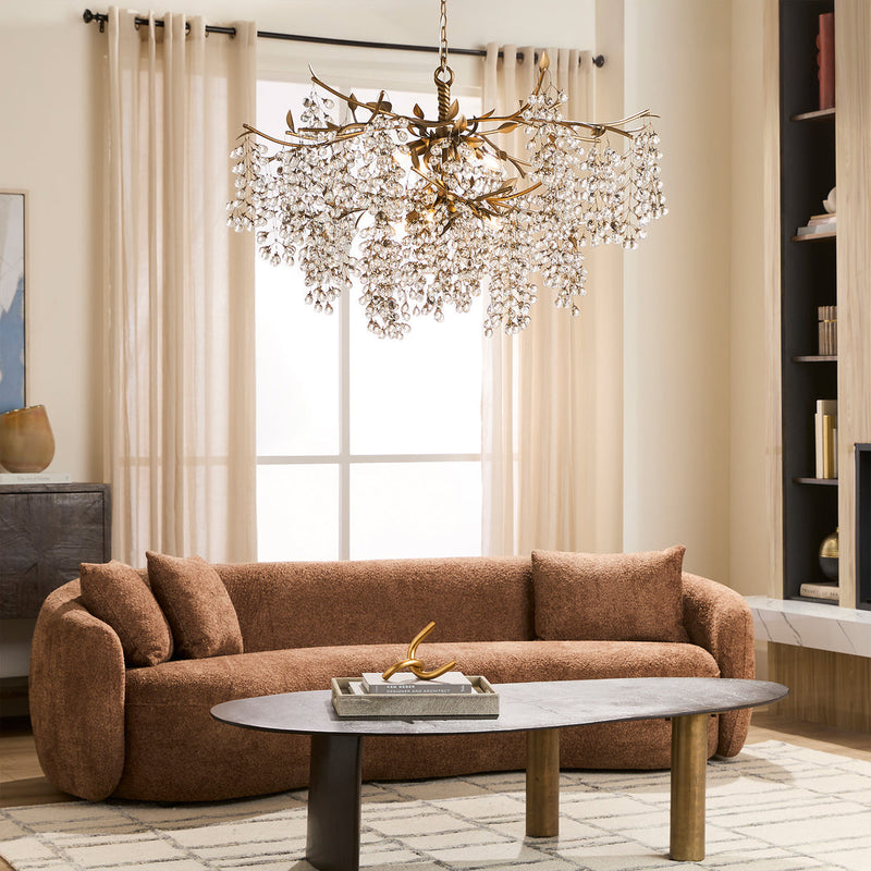 Virexa 45" Eight Lights Chandelier, Natural Brass