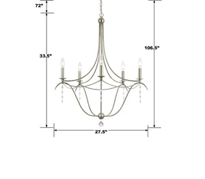 Katrina 27.5'' Five Light Chandelier, Antique Silver - Alternate Product Image 2.jpg
