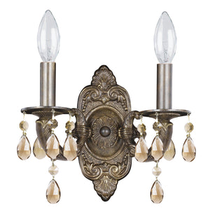 Maison Parisienne 10'' Two Light Crystal Wall Sconce, Bronze Golden Teak Hand Cut Crystal - Main Product Image.jpg