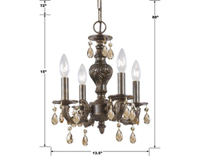 Maison Parisienne 13.5'' Four Light Mini Crystal Chandelier, Bronze Golden Teak Hand Cut Crystal - Alternate Product Image 1.jpg