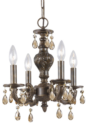 Maison Parisienne 13.5'' Four Light Mini Crystal Chandelier, Bronze Golden Teak Hand Cut Crystal - Main Product Image.jpg