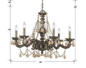 Maison Parisienne 28'' Six Light Crystal Chandelier, Bronze Golden Teak Hand Cut Crystal - Alternate Product Image 1.jpg