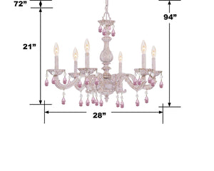 Maison Parisienne 28'' Six Light Crystal Chandelier, Antique White Rose Hand Cut Crystal - Alternate Product Image 1.jpg