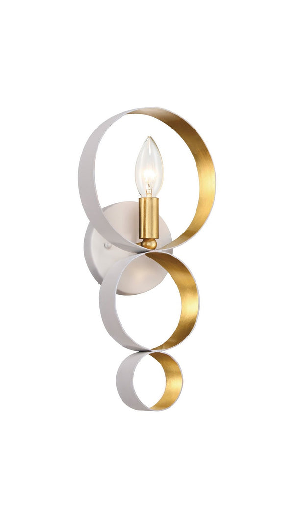 Lana 7'' One Light Wall Sconce, Matte White / Antique Gold - Main Product Image.jpg