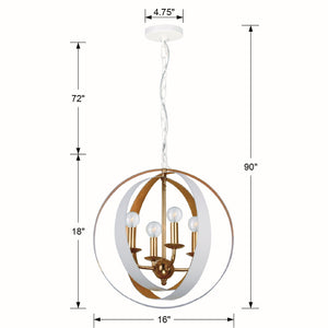 Lana 16'' Four Light Mini Chandelier, Matte White / Antique Gold Alt 5.jpg