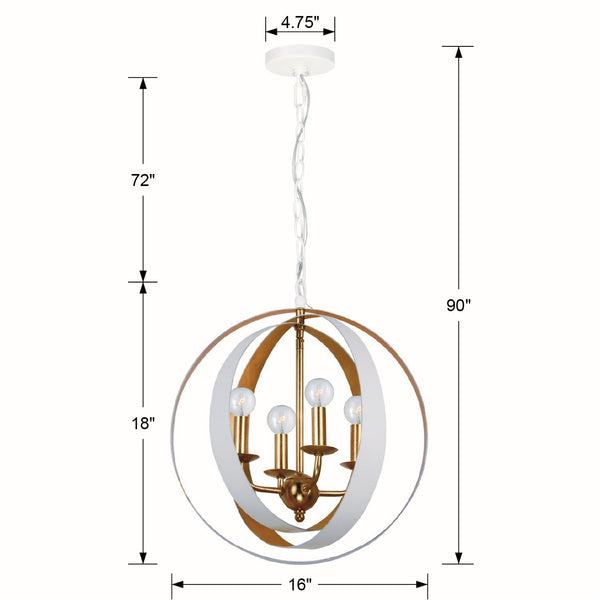 Lana 16'' Four Light Mini Chandelier, Matte White / Antique Gold Alt 5.jpg
