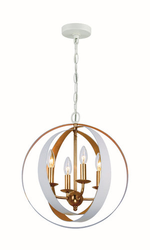 Lana 16'' Four Light Mini Chandelier, Matte White / Antique Gold - Main Product Image.jpg