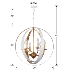 Lana 21'' Six Light Chandelier, Matte White / Antique Gold - Alternate Product Image 3.jpg