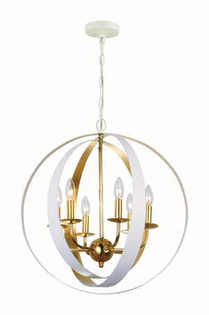 Lana 21'' Six Light Chandelier, Matte White / Antique Gold - Main Product Image.jpg