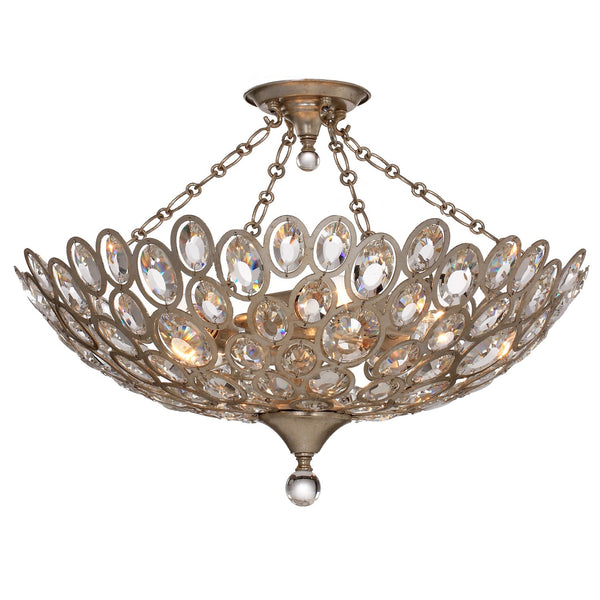 Jewel 24.25'' Five Light Semi Flush Mount, Distressed Gold - Main Product Image.jpg