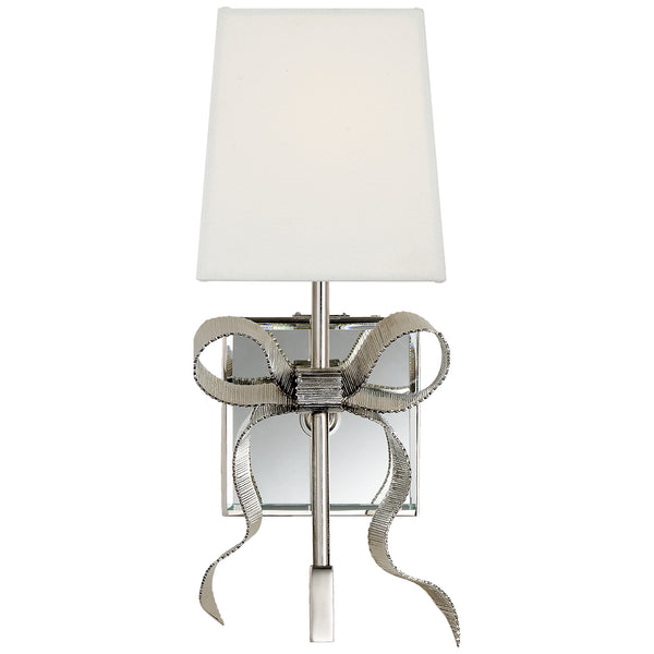 Ellery Gros-Grain Bow 5" One Light Wall Sconce, Polished Nickel