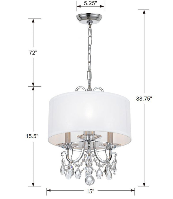 Ophelia 14'' Three Light Mini Chandelier, Chrome Clear Hand Cut Crystal Alt 4.jpg