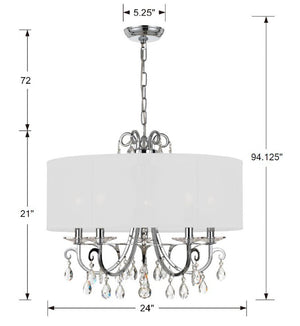 Ophelia 24'' Five Light Chandelier, Chrome Clear Hand Cut Crystal Alt 4.jpg