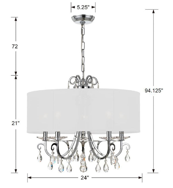 Ophelia 24'' Five Light Chandelier, Chrome Clear Hand Cut Crystal Alt 4.jpg