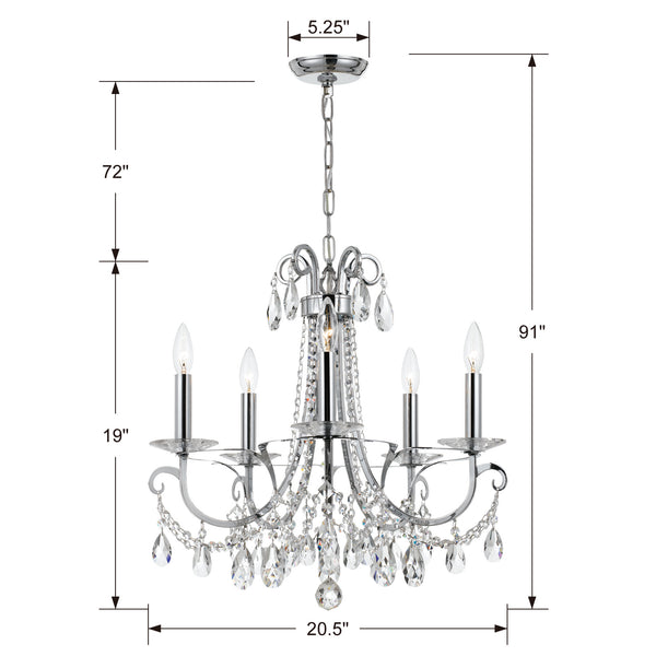 Ophelia 20.5'' Five Light Chandelier, Chrome Clear Hand Cut Crystal - Alternate Product Image 2.jpg