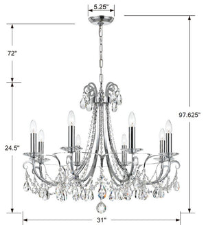 Ophelia 31'' Eight Light Chandelier, Chrome Clear Hand Cut Crystal - Alternate Product Image 2.jpg