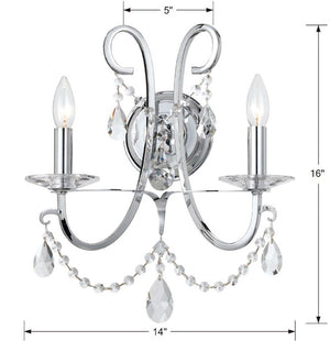 Ophelia 14'' Two Light Wall Sconce, Chrome Clear Hand Cut Crystal - Alternate Product Image 2.jpg