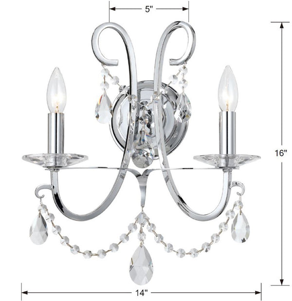 Ophelia 14'' Two Light Wall Sconce, Chrome Clear Hand Cut Crystal - Alternate Product Image 2.jpg