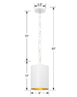 Adair 8'' One Light Mini Chandelier, Matte White / Antique Gold - Alternate Product Image 2.jpg