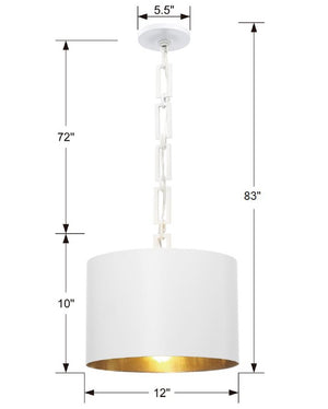 Adair 12'' One Light Chandelier, Matte White / Antique Gold - Alternate Product Image 3.jpg