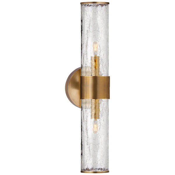 Liaison 5.25" Two Light Wall Sconce, Antique-Burnished Brass and Crackle Glass