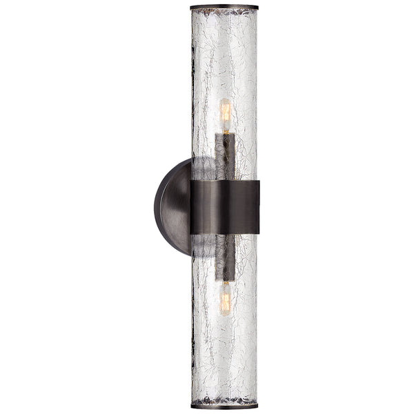 Liaison 5.25" Two Light Wall Sconce, Bronze and Crackle Glass