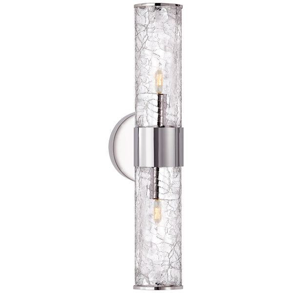 Liaison 5.25" Two Light Wall Sconce, Polished Nickel and Crackle Glass
