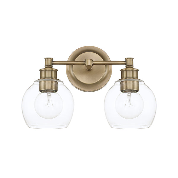 Lee 14.5" Two Light Vanity, Aged Brass