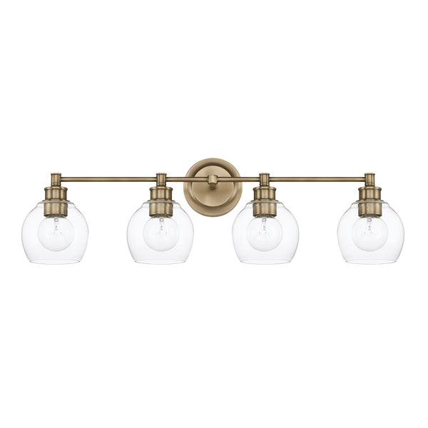 Lee 32" Four Light Vanity, Aged Brass