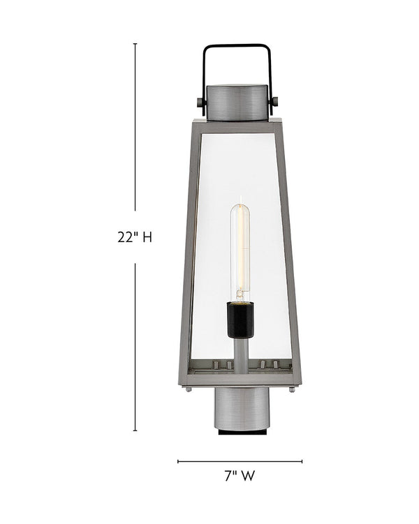 Xara 7" One Light Large Post Mount Lantern, Antique Brushed Aluminum
