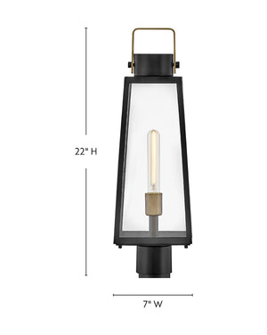 Xara 7" One Light Large Post Mount Lantern, Black